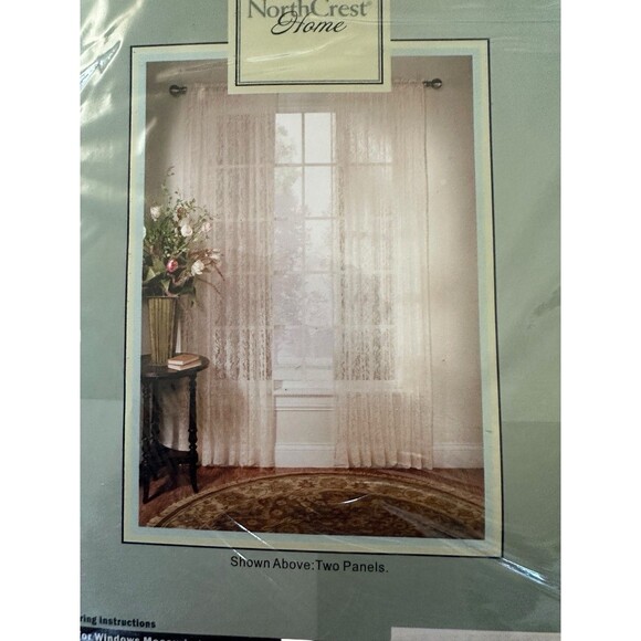 NorthCrest Vintage Lace Curtain Panel 60x84 Ivory Rod Pocket Sheer Window Panel - Picture 10 of 13